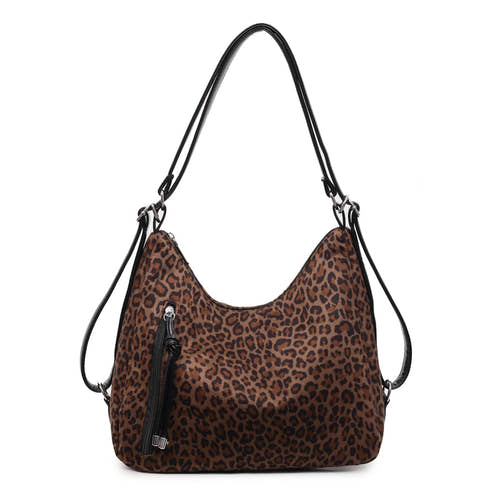 Suede tote bags, shoulder bags, and backpacks.